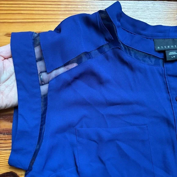 Attention Royal Blue Women's Blouse, L, EUC - Picture 7 of 10